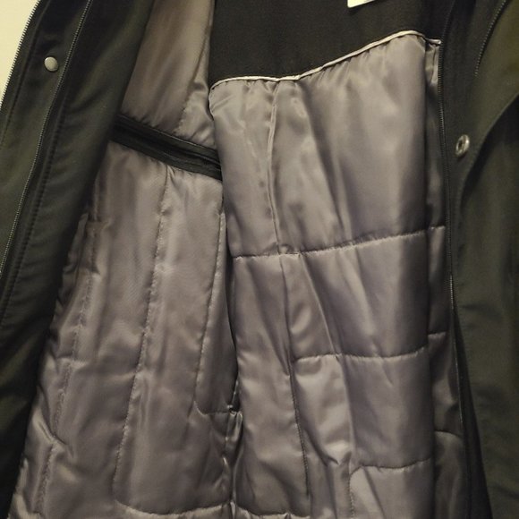 New Black Calvin Klein long coat jacket water repellant removable hood CMH01362 - Picture 9 of 10